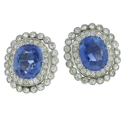 Ceylon Sapphire Met Diamant 4.38 Karaat Oorknopjes Wit Goud 14K