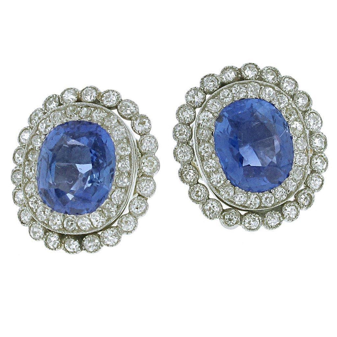 Ceylon Sapphire Met Diamant 4.38 Karaat Oorknopjes Wit Goud 14K - harrychadent.nl