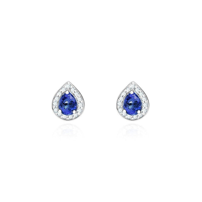 Ceylon Sapphire Met Diamanten 3.80 Ct Oorknopjes 14K Wit - harrychadent.nl