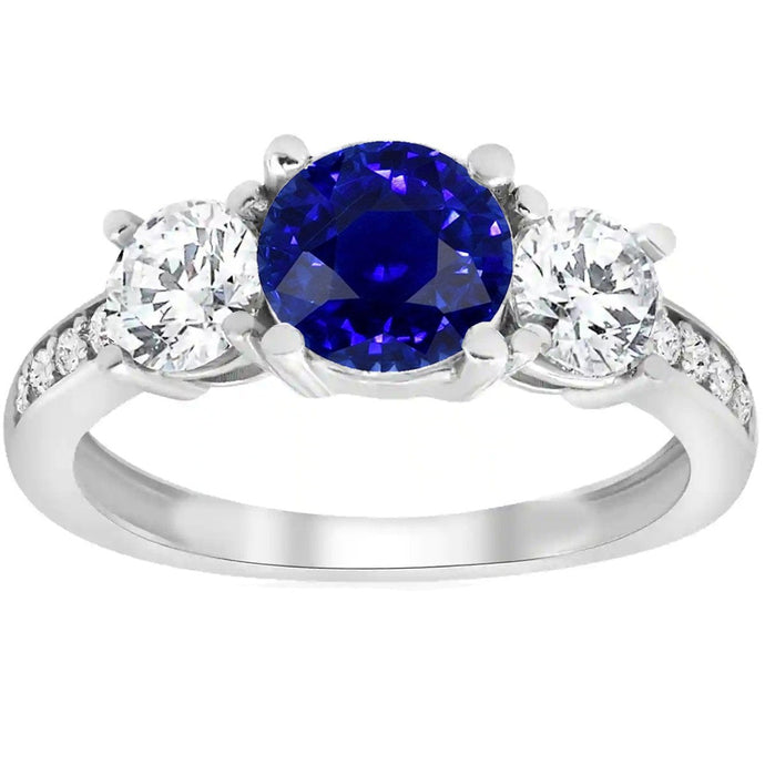 Ceylon Sapphire Ronde Diamanten Ring 3.50 Karaat Dames Sieraden - harrychadent.nl