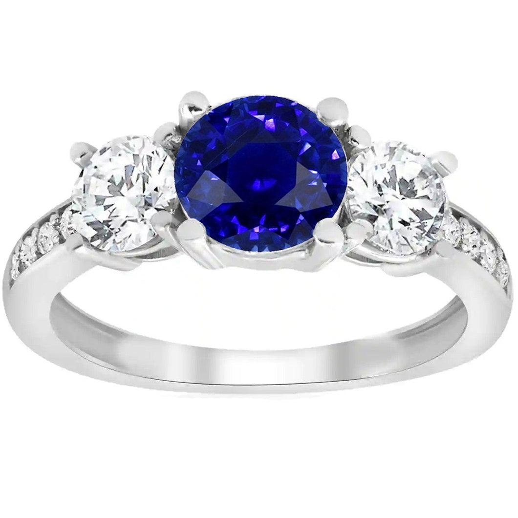 Ceylon Sapphire Ronde Diamanten Ring 3.50 Karaat Dames Sieraden - harrychadent.nl