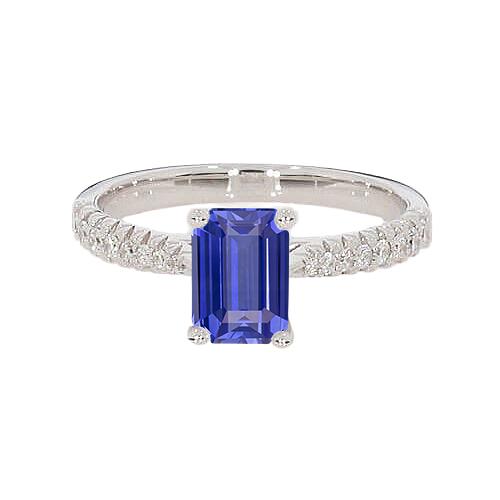 Ceylon Sapphire Solitaire-ring en ronde diamanten 3,75 karaat - harrychadent.nl