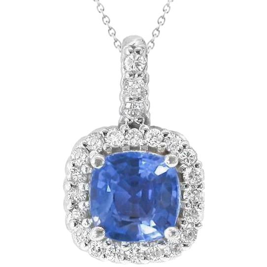 Ceylon Sri Lanka Sapphire Diamond 2 karaat hanger wit goud 14K - harrychadent.nl