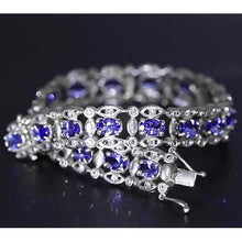 Afbeelding in Gallery-weergave laden, Ceylon blauwe diamanten armband 15 karaat witgouden damessieraden - harrychadent.nl
