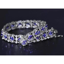Ceylon blauwe diamanten armband 15 karaat witgouden damessieraden