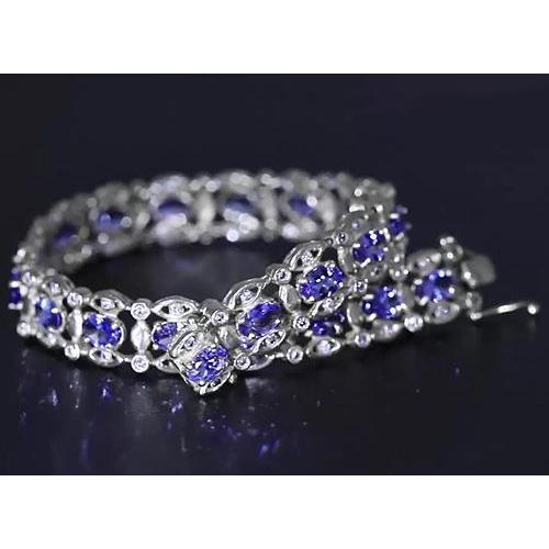 Ceylon blauwe diamanten armband 15 karaat witgouden damessieraden - harrychadent.nl