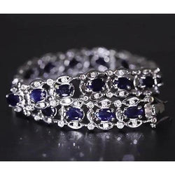Ceylon blauwe diamanten armband 21 karaat witgoud 14K