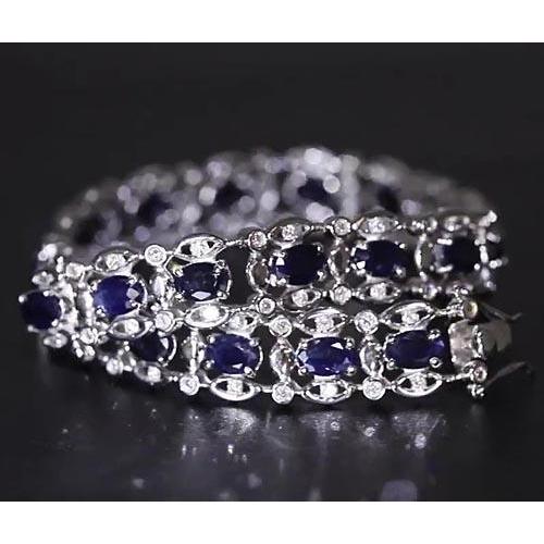 Ceylon blauwe diamanten armband 21 karaat witgoud 14K - harrychadent.nl