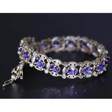 Afbeelding in Gallery-weergave laden, Ceylon blauwe diamanten armband 26,40 karaat witgouden damessieraden - harrychadent.nl
