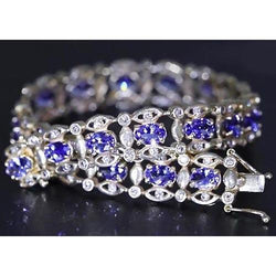 Ceylon blauwe diamanten armband 26,40 karaat witgouden damessieraden