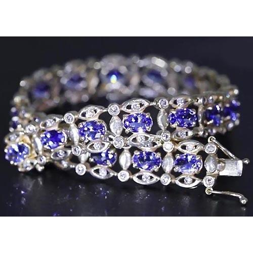 Ceylon blauwe diamanten armband 26,40 karaat witgouden damessieraden - harrychadent.nl