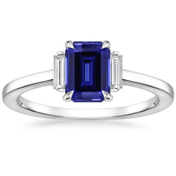 Ceylon blauwe saffier diamant 3 stenen ring 2,50 karaat griffenset