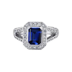 Ceylon blauwe saffier diamanten 5.36 karaat ring natuurlijke edelsteen Nieuw
