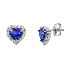 Ceylon blauwe saffier en diamanten 4.60 Ct hartvormige oorknopjes