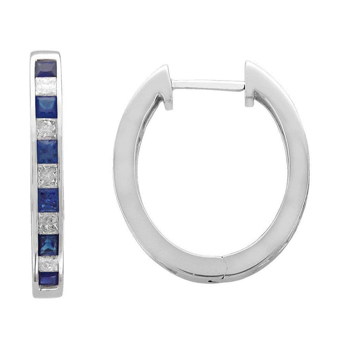 Ceylon saffier en diamanten 4.40 karaat oorringen Wg 14K - harrychadent.nl