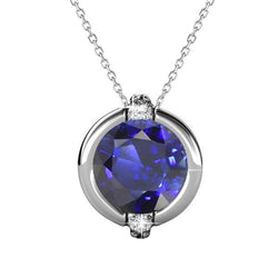 Ceylon saffier en diamanten ronde hanger damessieraden 3,25 karaat