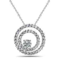Cirkel hanger ketting 1.49 karaat prachtige diamanten wit goud 14K Nieuw