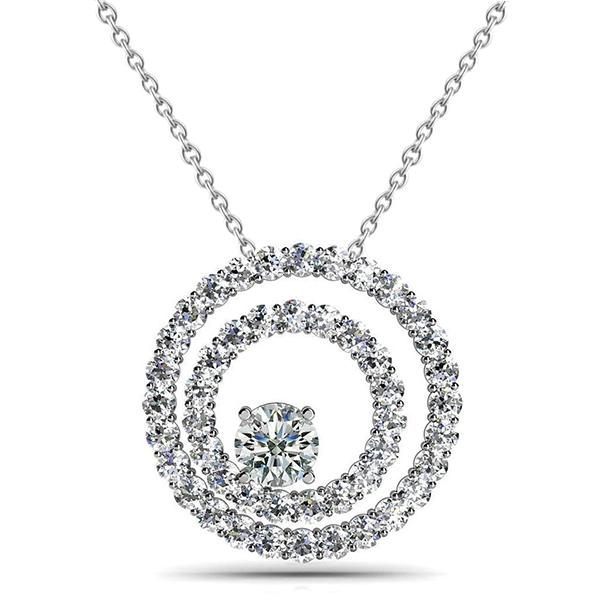 Cirkel hanger ketting 1.49 karaat prachtige diamanten wit goud 14K Nieuw - harrychadent.nl