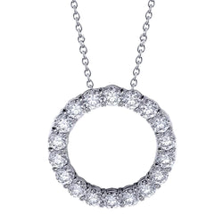 Cirkel hanger ketting 2.70 karaat ronde geslepen diamanten wit goud 14K