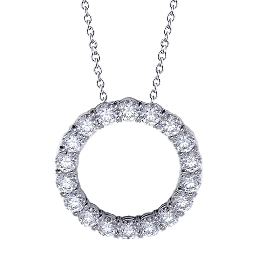 Cirkel hanger ketting 2.70 karaat ronde geslepen diamanten wit goud 14K - harrychadent.nl