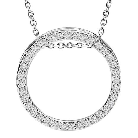 Cirkel Ketting Hanger 1,90 Karaat Ronde Echt Diamanten Wit Goud 14K
