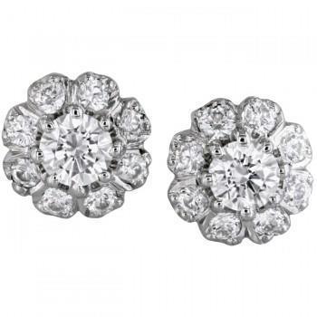 Cluster Studs Echt Diamanten Oorbellen Halo Sparkling White Gold 4.20 Karaat