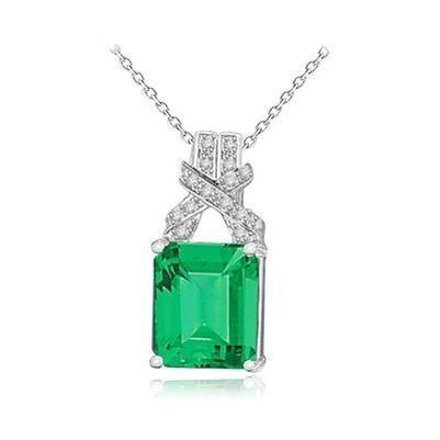 Colombiaanse groene smaragd en diamanten hanger ketting 12,40 ct. WG 14K - harrychadent.nl