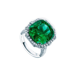 Colombiaanse groene smaragd met diamanten ring 4 karaat