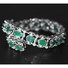 Afbeelding in Gallery-weergave laden, Colombiaanse groene smaragdgroene diamanten armband 21 karaat witgoud 14K Nieuw - harrychadent.nl
