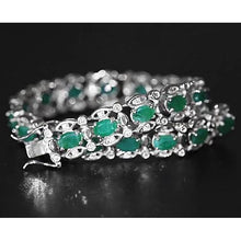 Afbeelding in Gallery-weergave laden, Colombiaanse groene smaragdgroene diamanten armband 21 karaat witgoud 14K Nieuw - harrychadent.nl
