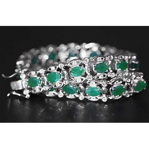 Colombiaanse groene smaragdgroene diamanten armband 21 karaat witgoud 14K Nieuw - harrychadent.nl