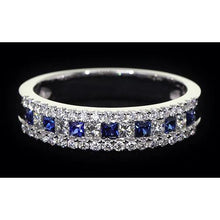 Afbeelding in Gallery-weergave laden, Comfort Fit Eternity Band 3 Ct geaccentueerde blauwe saffierstenen witgoud 14K
