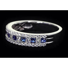 Afbeelding in Gallery-weergave laden, Comfort Fit Eternity Band 3 Ct geaccentueerde blauwe saffierstenen witgoud 14K
