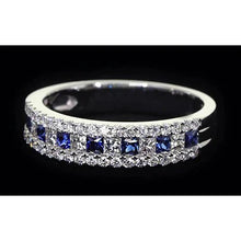 Afbeelding in Gallery-weergave laden, Comfort Fit Eternity Band 3 Ct geaccentueerde blauwe saffierstenen witgoud 14K
