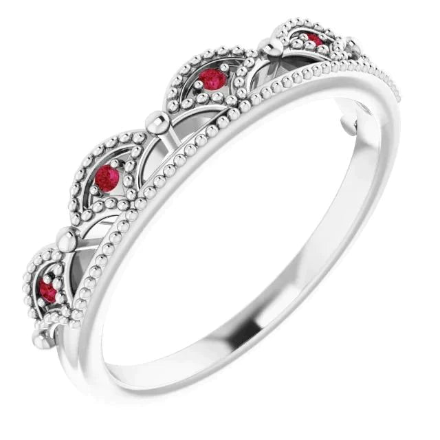 Comfort Fit Ruby Ring Kroon als 1 karaat witgoud 14K