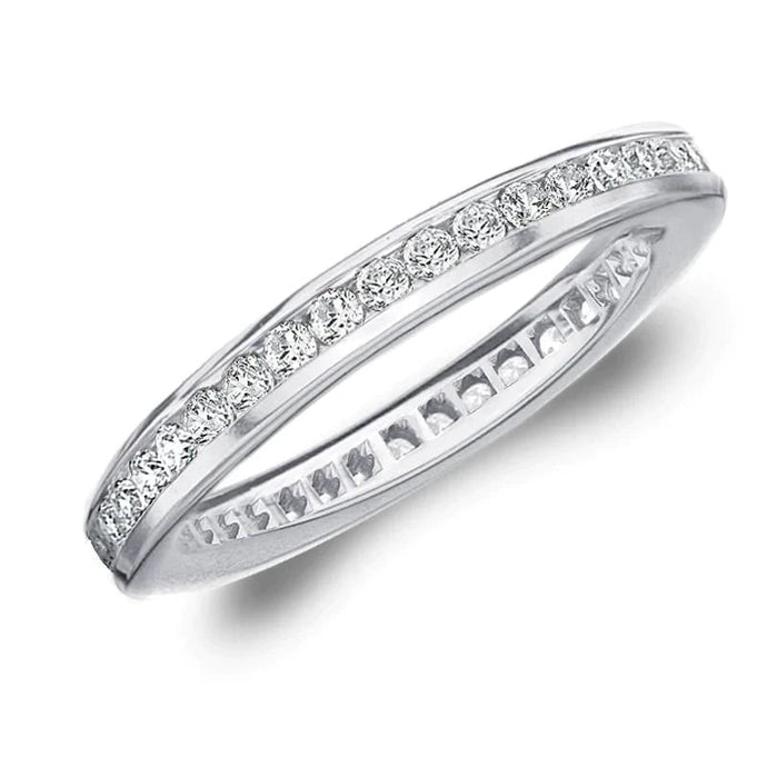 Comfortabele Pasvorm Ronde Echt Diamant Eternity Band-kanaalset Goud 14K