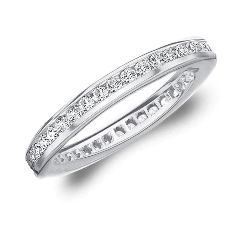 Comfortabele Pasvorm Ronde Echt Diamant Eternity Band-kanaalset Goud 14K