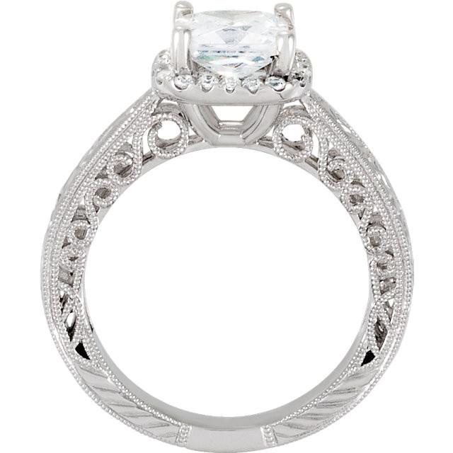 Cushion Diamond Hidden Halo Verlovingsring Witgoud 14K