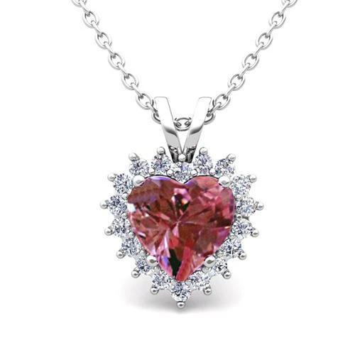 Dame hanger ketting met ketting 3.50 ct. Roze saffier en goud 14K - harrychadent.nl
