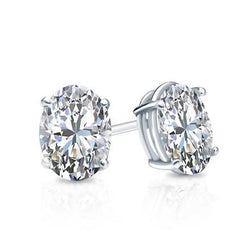 Dames 1,40 karaat ovaal geslepen diamanten oorbel wit goud 14K