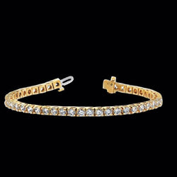 Dames 14K geel goud ronde 6 karaat diamanten tennisarmband sieraden