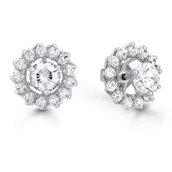 Dames 1.26 ct rond geslepen diamanten Halo jassen Studs oorbel wit goud
