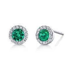 Dames 2,50 karaat groene smaragd Halo oorknop wit goud 14K - harrychadent.nl