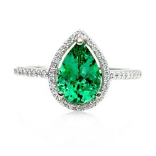 Afbeelding in Gallery-weergave laden, Dames 5,25 karaats groene smaragd en diamanten ring wit goud 14K - harrychadent.nl
