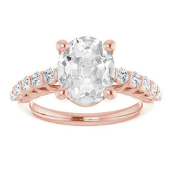 Dames Bruiloft Ovale Oude Europese Diamanten Ring Prong Set 6.50 Karaat