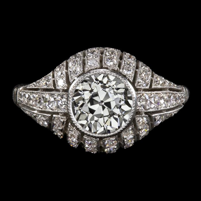 Dames Diamond Fancy Ring Old Cut Bezel Set 3,75 karaat Milgrain Gold - harrychadent.nl