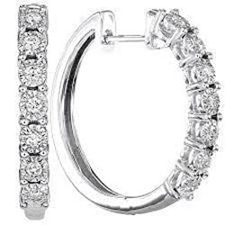 Dames Diamond Hoop Earring paar fijn wit goud 3 karaat sieraden