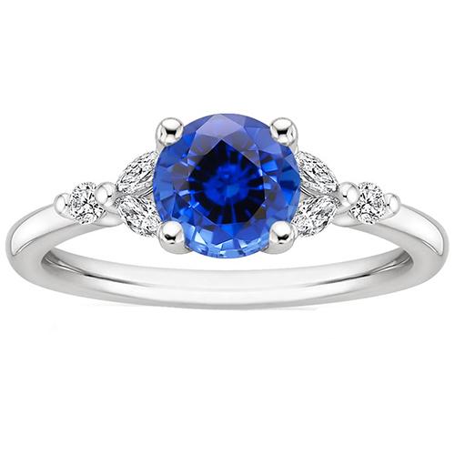 Dames Edelsteen Ring Blauwe Saffier Markiezin & Ronde Diamanten 3 Karaat - harrychadent.nl