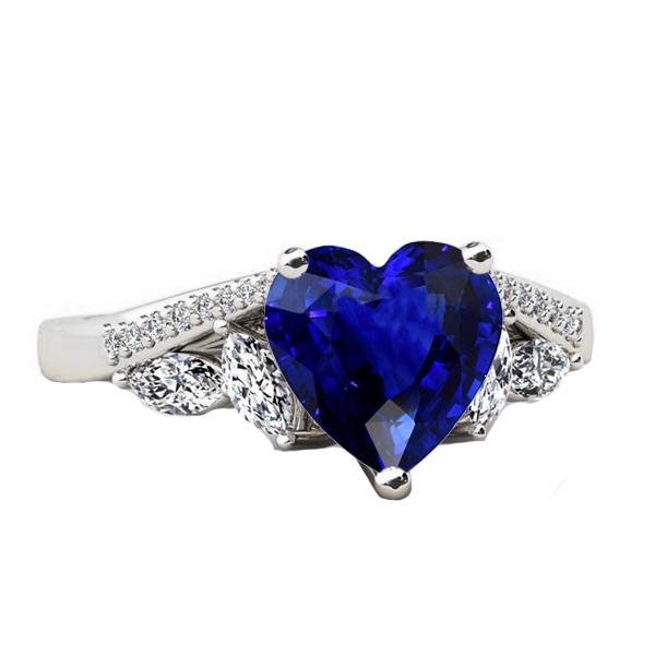 Dames Edelsteen Ring Hart Saffier Markiezin & Ronde Diamanten 4 Karaat - harrychadent.nl