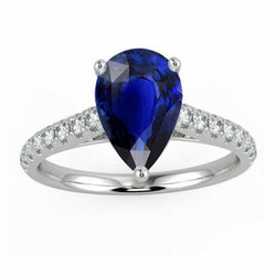 Dames Edelsteen Solitaire Ceylon Sapphire Ring Met Accenten 4 Karaat
